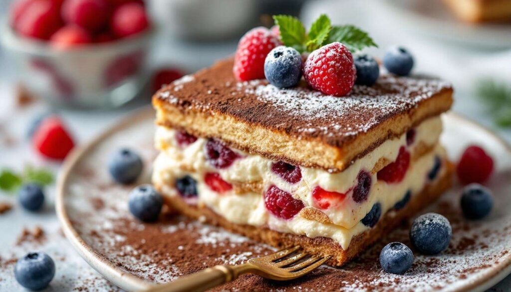 Tiramisù di Natale: la versione con pandoro e frutti di bosco