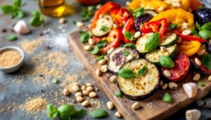 Tris di verdure al forno con pesto di pistacchi: contorno vegan